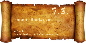 Tombor Bertalan névjegykártya